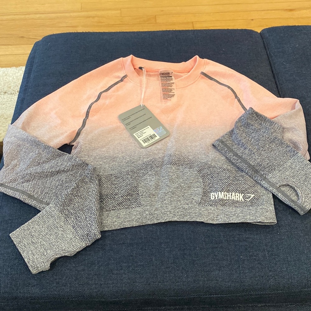 Gymshark ombré seamless crop top - pink/peach/charcoal- medium